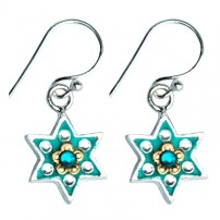 Flower Design Star of David Earrings with Swarovsky Crystals